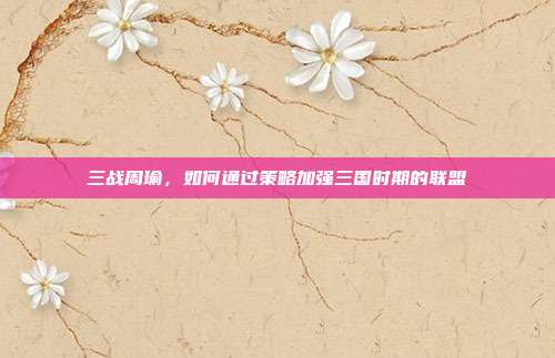 三战周瑜,如何通过策略加强三国时期的联盟