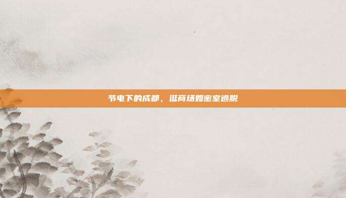 节电下的成都，逛商场如密室逃脱