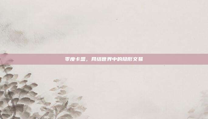 零度卡盟，网络世界中的隐形交易