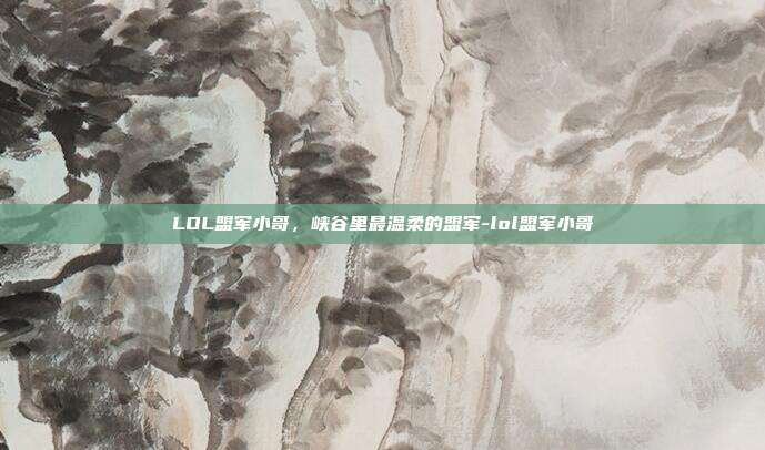 LOL盟军小哥,峡谷里最温柔的盟军-lol盟军小哥