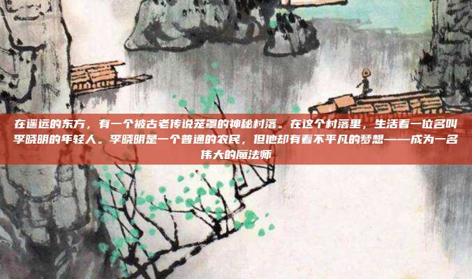 在遥远的东方,有一个被古老传说笼罩的神秘村落。在这个村落里,生活着一位名叫李晓明的年轻人。李晓明是一个普通的农民,但他却有着不平凡的梦想——成为一名伟大的魔法师