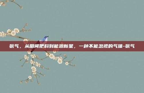 氨气,从田间肥料到能源新星,一种不能忽视的气体-氨气