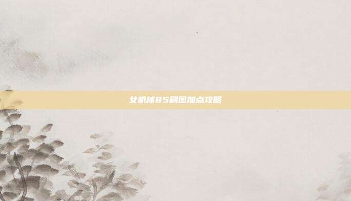 女机械85刷图加点攻略