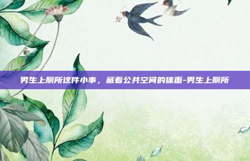 男生上厕所这件小事,藏着公共空间的体面-男生上厕所