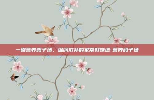 一碗营养鸽子汤,温润滋补的家常好味道-营养鸽子汤