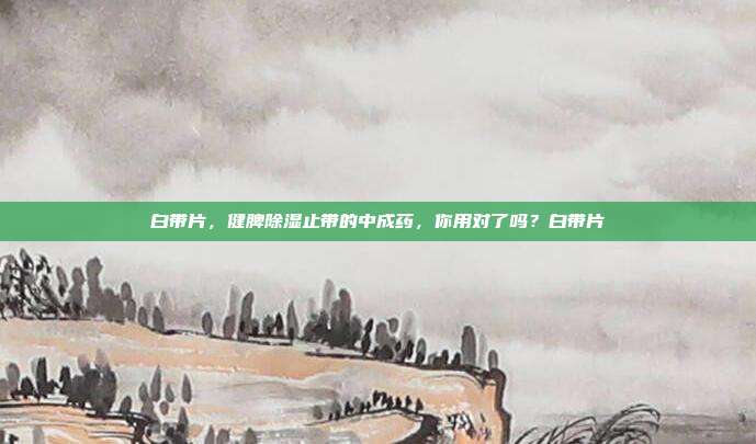 白带片，健脾除湿止带的中成药，你用对了吗？白带片