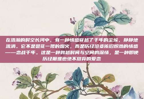 在浩瀚的时空长河中,有一种情感穿越了千年的尘埃,静静地流淌。它不是昙花一现的烟火,而是历经沧桑依旧炽热的情感——恋战千年。这是一种跨越时间与空间的深情,是一种即使历经磨难也绝不放弃的爱恋