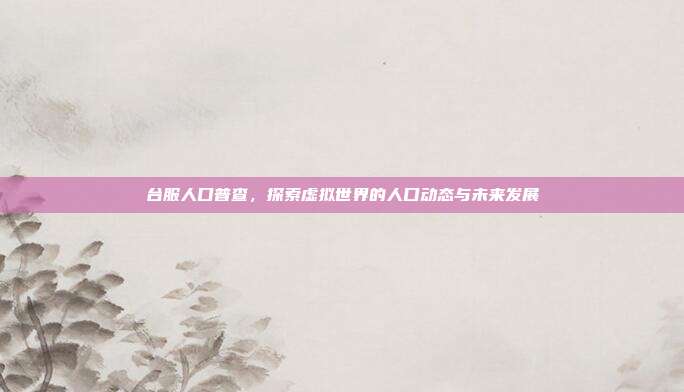 台服人口普查,探索虚拟世界的人口动态与未来发展