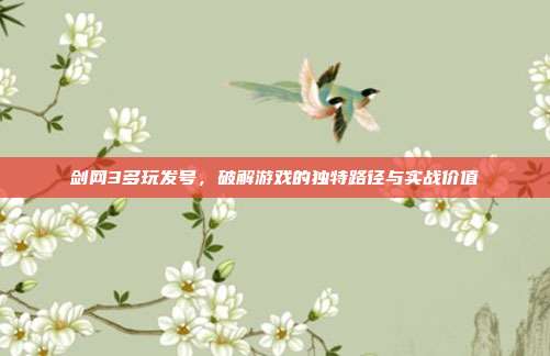 剑网3多玩发号，破解游戏的独特路径与实战价值