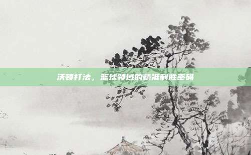 沃顿打法，篮球领域的精准制胜密码