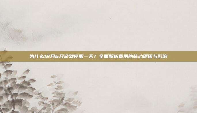 为什么12月6日游戏停服一天？全面解析背后的核心原因与影响