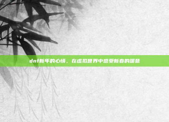 dnf新年的心情，在虚拟世界中感受新春的暖意