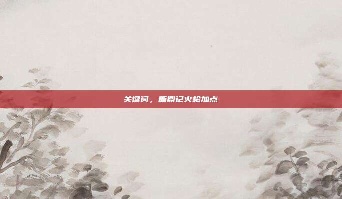 关键词,鹿鼎记火枪加点