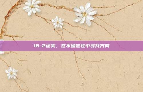 16-2迷雾，在不确定性中寻找方向
