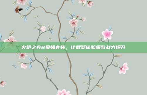 火炬之光2最强套装，让武器体验极致战力提升