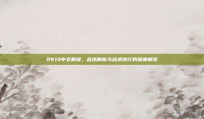 2K13中文解说，战术解析与战术执行的深度解读