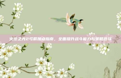 火炬之光2弓箭加点指南,全面提升战斗能力与策略选择