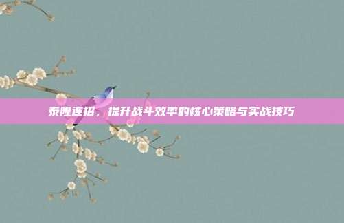 泰隆连招,提升战斗效率的核心策略与实战技巧
