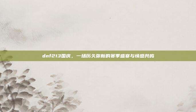 dnf213国庆，一场历久弥新的赛季盛宴与情感共鸣