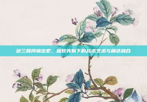 剑三和尚输出宏,极致克制下的战术艺术与角色融合