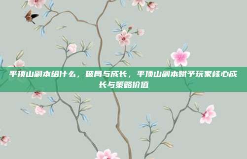 平顶山副本给什么,破局与成长,平顶山副本赋予玩家核心成长与策略价值