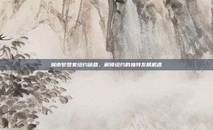 城市梦想家纽约秘籍,解锁纽约的独特发展机遇