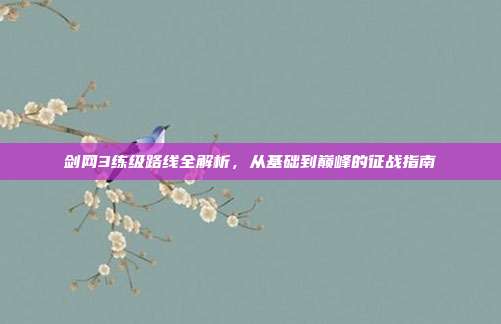 剑网3练级路线全解析，从基础到巅峰的征战指南