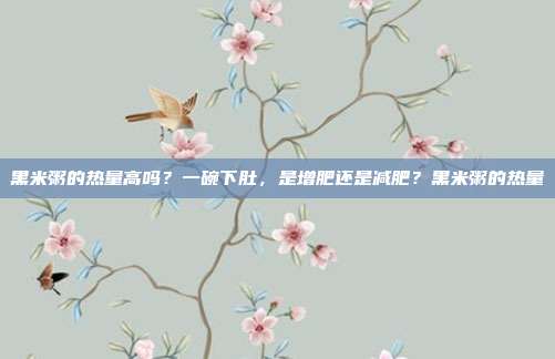 黑米粥的热量高吗？一碗下肚，是增肥还是减肥？黑米粥的热量