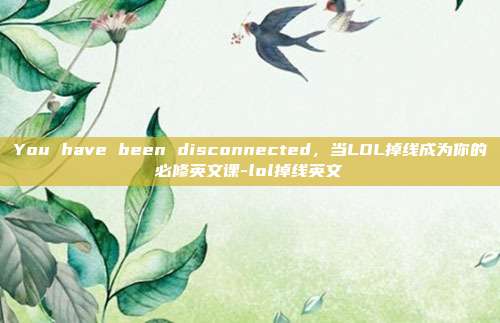 You have been disconnected，当LOL掉线成为你的必修英文课-lol掉线英文
