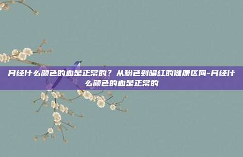 月经什么颜色的血是正常的？从粉色到暗红的健康区间-月经什么颜色的血是正常的