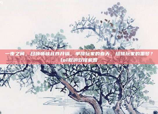 一夜之间，召唤师峡谷炸开锅，单排玩家的春天，组排玩家的噩梦？lol取消双排机智