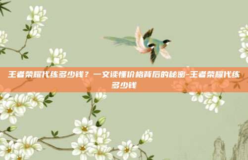 王者荣耀代练多少钱？一文读懂价格背后的秘密-王者荣耀代练多少钱