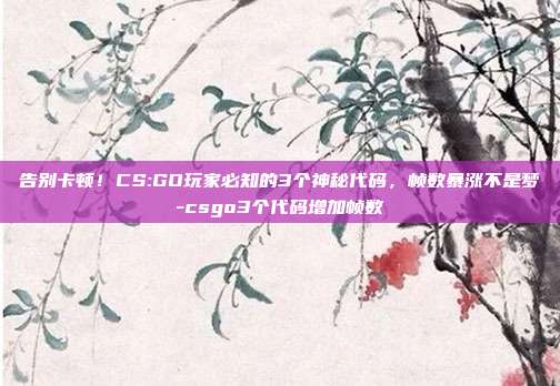 告别卡顿！CS:GO玩家必知的3个神秘代码，帧数暴涨不是梦-csgo3个代码增加帧数