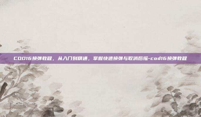COD16换弹教程，从入门到精通，掌握快速换弹与取消后摇-cod16换弹教程