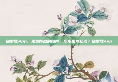 破解版App，免费背后的陷阱，你承担得起吗？破解版app