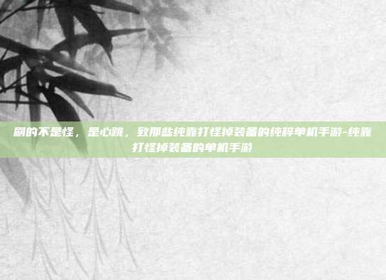 刷的不是怪,是心跳,致那些纯靠打怪掉装备的纯粹单机手游-纯靠打怪掉装备的单机手游