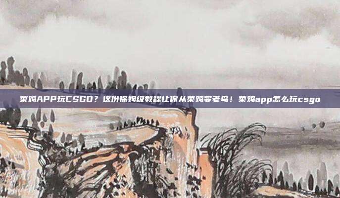 菜鸡APP玩CSGO?这份保姆级教程让你从菜鸡变老鸟!菜鸡app怎么玩csgo