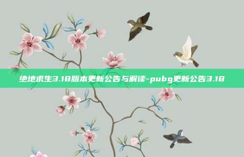 绝地求生3.18版本更新公告与解读-pubg更新公告3.18