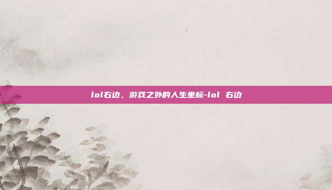 lol右边,游戏之外的人生坐标-lol 右边