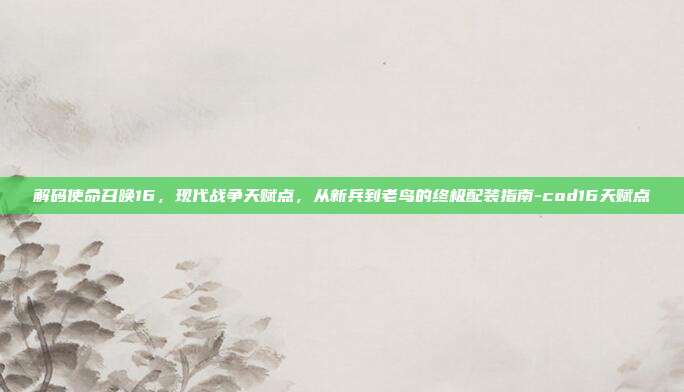 解码使命召唤16,现代战争天赋点,从新兵到老鸟的终极配装指南-cod16天赋点