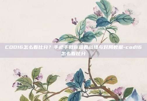 COD16怎么看比分?手把手教你查看战绩与对局数据-cod16怎么看比分