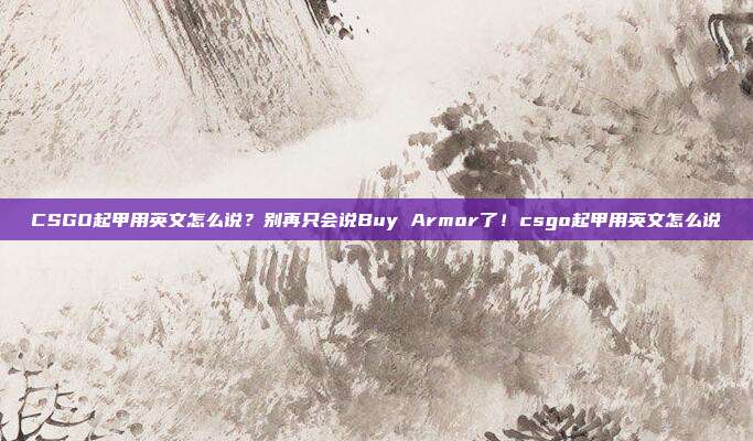 CSGO起甲用英文怎么说?别再只会说Buy Armor了!csgo起甲用英文怎么说