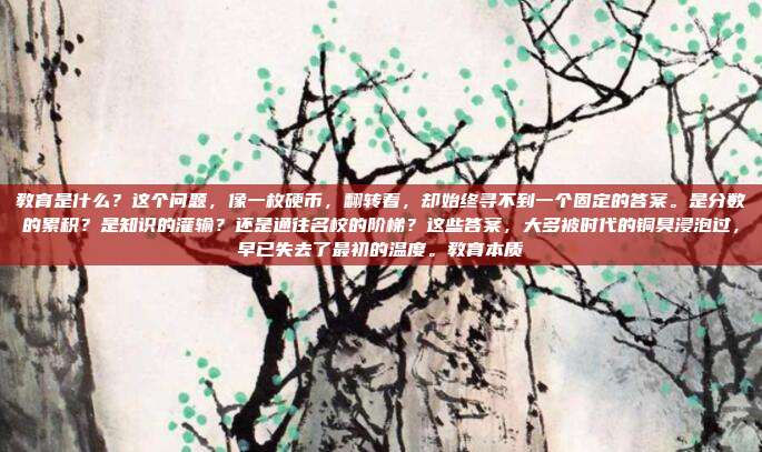 教育是什么?这个问题,像一枚硬币,翻转着,却始终寻不到一个固定的答案。是分数的累积?是知识的灌输?还是通往名校的阶梯?这些答案,大多被时代的铜臭浸泡过,早已失去了最初的温度。教育本质