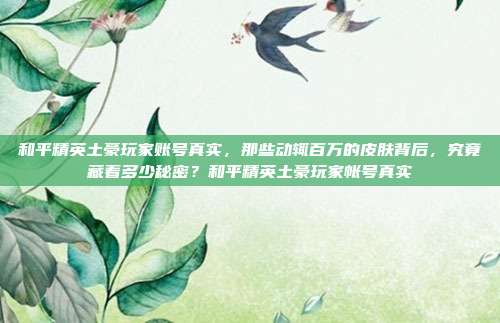 和平精英土豪玩家账号真实,那些动辄百万的皮肤背后,究竟藏着多少秘密?和平精英土豪玩家帐号真实