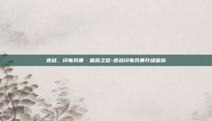 逆战,闪电风暴·雷鸣之怒-逆战闪电风暴升级雷鸣