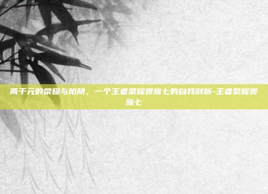 两千元的荣耀与陷阱,一个王者荣耀贵族七的自我剖析-王者荣耀贵族七