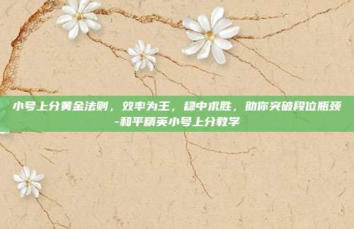 小号上分黄金法则,效率为王,稳中求胜,助你突破段位瓶颈-和平精英小号上分教学