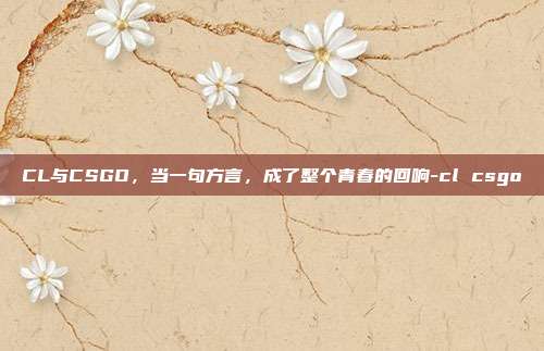 CL与CSGO,当一句方言,成了整个青春的回响-cl csgo