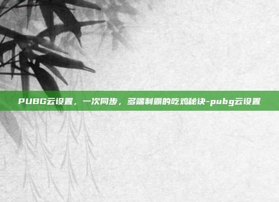 PUBG云设置,一次同步,多端制霸的吃鸡秘诀-pubg云设置