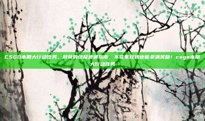 CSGO本期大行动任务,肝帝的终极速通指南,不花冤枉钱也能拿满奖励!csgo本期大行动任务
